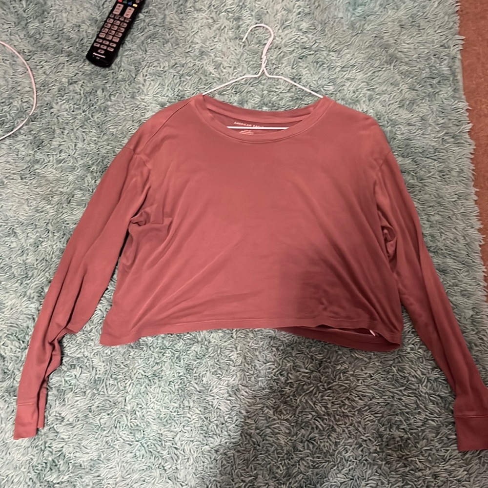 Pink, Cropped American Eagle long sleeve shirt